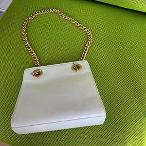 VINTAGE ADOLF WHITE EMBOSSED LEATHER HANDBAG